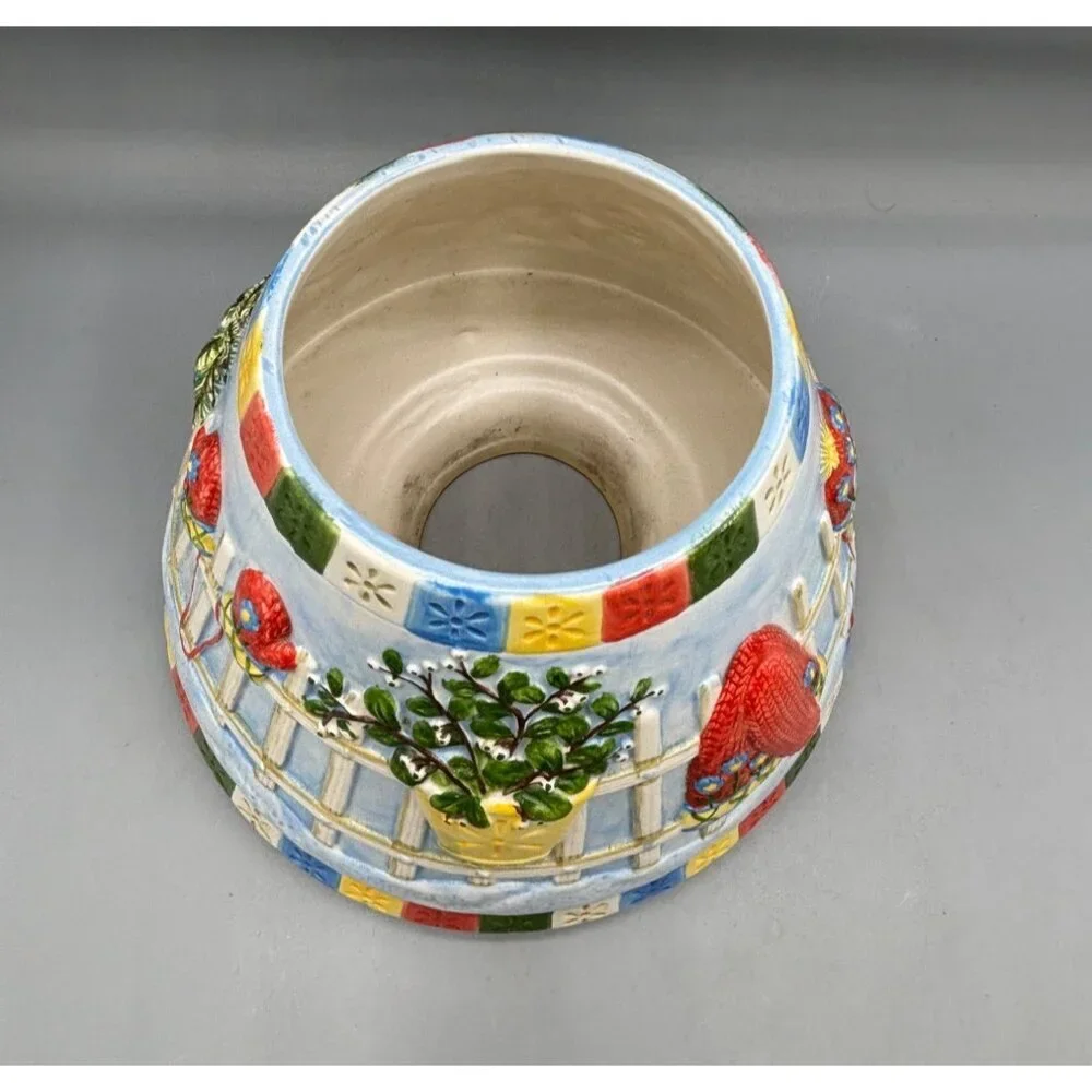 Yankee Candle Ceramic Shade Candle Topper With Festive Winter‎ Fence Bird Design